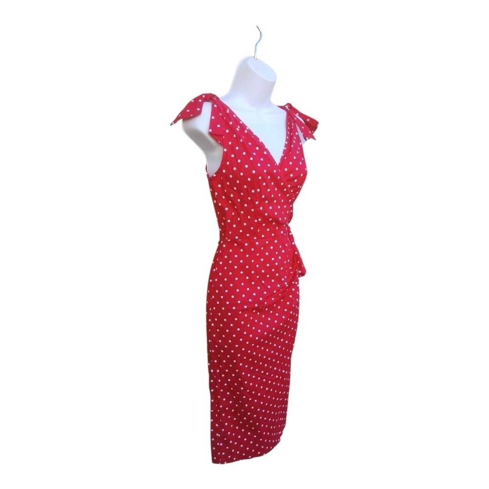 Stop Staring Pin Up Retro 50s Rockabilly Polka Dot Midi Dress S - Picture 3 of 4